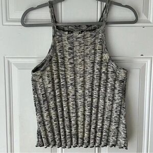 ANTHROPOLOGIE AKEMI+KIN Navy Blue Ribbed Lettuce Edging Tank Size Small. #.(18)